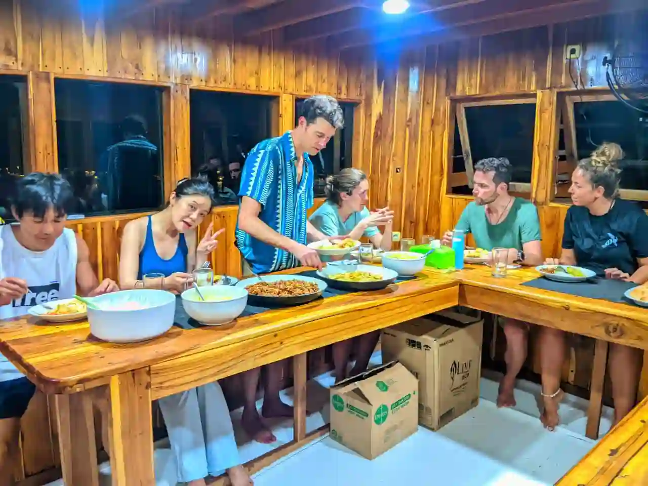 Guests dining on board